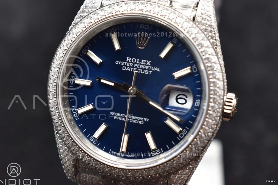 41mm Stick JDF Markers Best Version Blue DateJust Diamond 1124